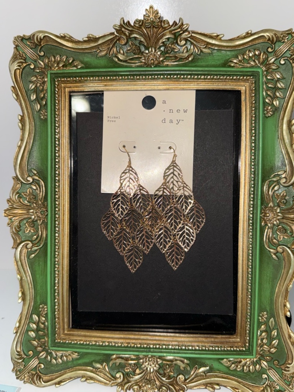 a new day Gold Layered Leaf Dangle Earrings
